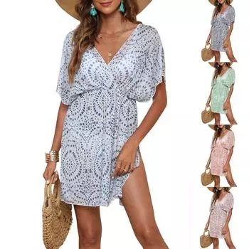 Женский однотонный трикотажный пляжный купальник-бикини с капюшоном, солнцезащитное платье, пляжная юбка L чёрный