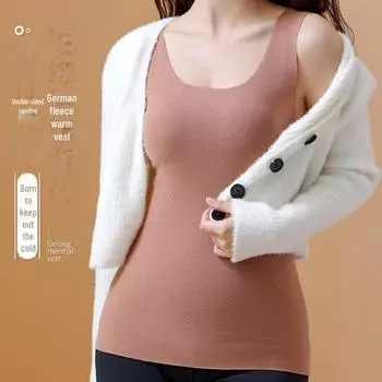 «Женский однотонный утепленный жилет из немецкого бархата» 2XL синий/серый