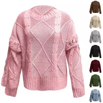 Женский однотонный вязаный сексуальный свободный свитер с длинными рукавами и v-образным вырезом L армия зеленый