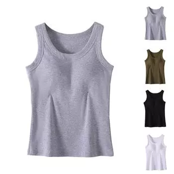 Женский однотонный жилет без косточек, с подкладкой, круглым вырезом, снизу вверх M