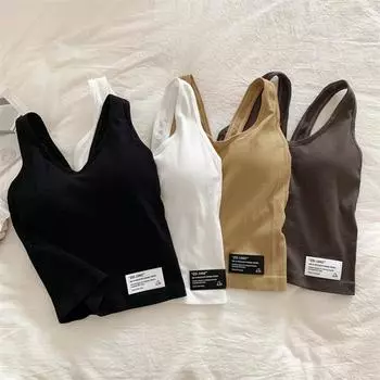 Женский однотонный жилет из ледяного шелка с внутренней встроенной нагрудной накладкой и топами на подтяжках