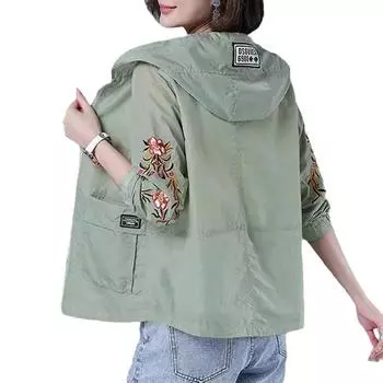 Женский офисный кардиган, тонкая куртка, повседневная куртка с солнцезащитным кремом и капюшоном