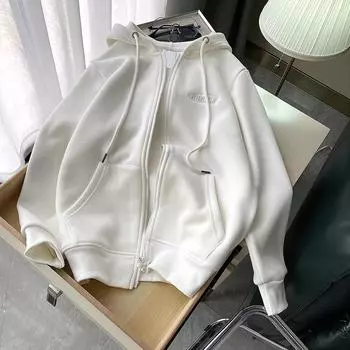 Женский осенне-зимний бархатный толстый бархатный свободный кардиган, пальто в корейском стиле, свитер с капюшоном и большим карманом, верхняя куртка