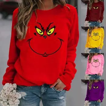 Женский осенне-зимний базовый универсальный повседневный свободный модный топ с длинным рукавом с принтом L розовый