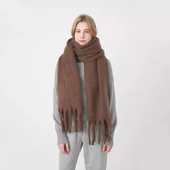 Женский осенне-зимний длинный шарф, простая модная однотонная шаль, утолщенная теплая пашмина с кисточками