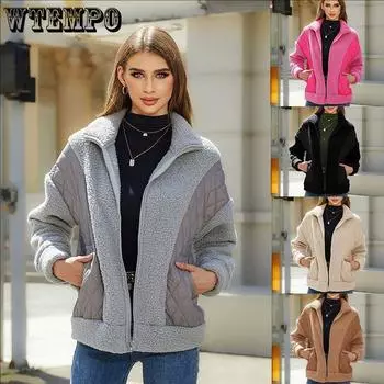 Женский осенне-зимний кардиган с длинными рукавами на молнии, плюшевая женская короткая куртка S абрикосовый