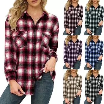 Женский осенне-зимний кардиган средней длины с лацканами, однобортный клетчатый топ с карманами и карманами S чёрный