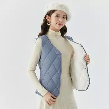 Женский осенне-зимний короткий жилет с подкладкой, теплый домашний комфорт, простая одежда для подруг, модные и теплые жилеты S
