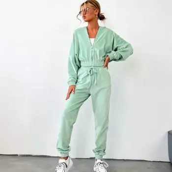 Женский осенне-зимний модный комплект из двух предметов: спортивный костюм с капюшоном на молнии и завязками, однотонный комплект из двух предметов XL синий