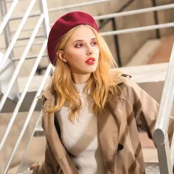 Женский осенне-зимний модный теплый шерстяной вязаный берет S темно серый