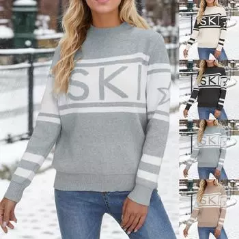 Женский осенне-зимний модный вязаный топ с высоким воротом и надписью XL чёрный