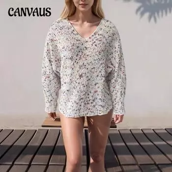 Женский осенне-зимний новый милый свободный трикотажный джемпер S разноцветный