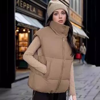 Женский осенне-зимний новый однотонный повседневный хлопковый жилет короткий пальто M