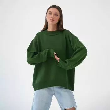 Женский осенне-зимний объемный трикотажный свитер-пуловер, повседневные топы с длинным рукавом и круглым вырезом, легкие однотонные свитера, наряды для женщин S белый