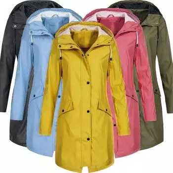 Женский осенне-зимний однотонный плащ с капюшоном и шнурком, ветровка с длинными рукавами, пуговицы, карманы на молнии, куртка средней длины, пальто L зелёный