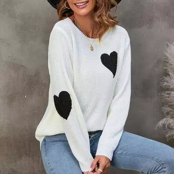 Женский осенне-зимний однотонный свитер с круглым вырезом S бежевый