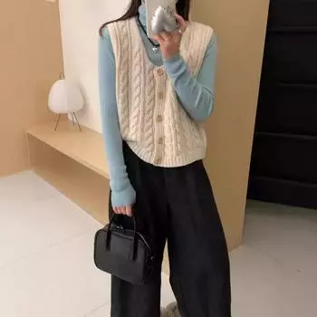 Женский осенне-зимний однотонный винтажный вязаный свитер Twist average size серый