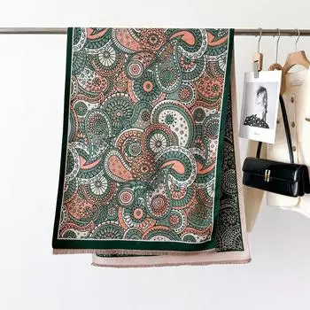 Женский осенне-зимний платок с пейсли, модная теплая шаль, двусторонний толстый шарф, бандана, шаль, шейный платок, накидка, фуляр для женщин 66X186cm