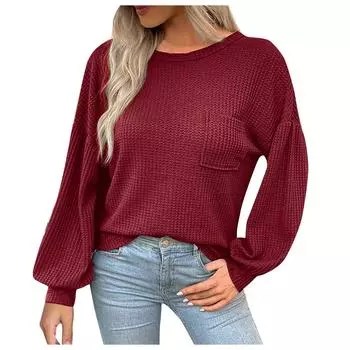 Женский осенне-зимний полый вязаный свитер с длинными рукавами и открытой спиной XL винный