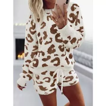 Женский осенне-зимний повседневный комплект из свитера с длинным рукавом и шортами S