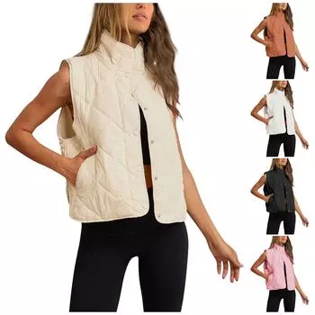 Женский осенне-зимний повседневный костюм, темперамент, тонкий стеганый жилет для поездок на работу M белый