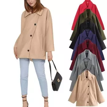 Женский осенне-зимний повседневный однотонный удобный твидовый пиджак с длинным рукавом и лацканами L чёрный