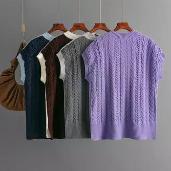 Женский осенне-зимний повседневный свитер без рукавов с V-образным вырезом и бриллиантами One Size серый