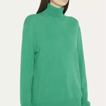 Женский осенне-зимний повседневный теплый однотонный свитер с высоким воротом one size зелёный