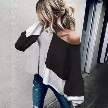 Женский осенне-зимний повседневный вязаный свитер большого размера в стиле пэчворк S жёлтый