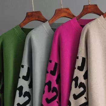 Женский осенне-зимний повседневный вязаный свитер с круглым вырезом и длинными рукавами One Size хаки