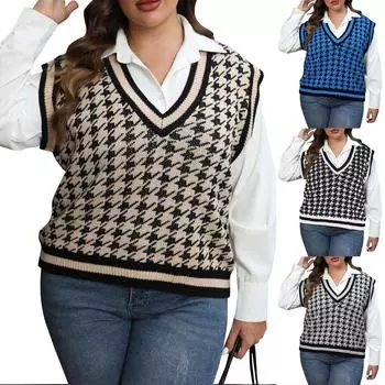 Женский осенне-зимний повседневный жилет без рукавов с контрастными полосками L бежевый