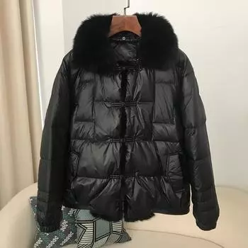 Женский осенне-зимний пуховик, повседневная однобортная куртка с лацканами, модная легкая стеганая парка, верхняя одежда S чёрный