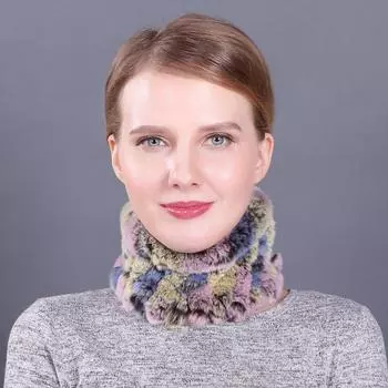 Женский осенне-зимний пуловер, теплый воротник двойного назначения, эластичный тканый меховой шарф из кроличьей шерсти Wai Rex One Size