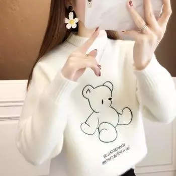 Женский осенне-зимний рождественский свитер, полуводолазка, пуловер со снежинками розовый