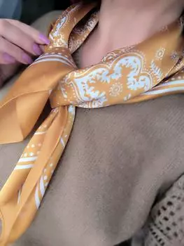 Женский осенне-зимний шарф в стиле ретро с имитацией цветка кешью, шелковый квадратный шарф 8 цветов 70cm хаки