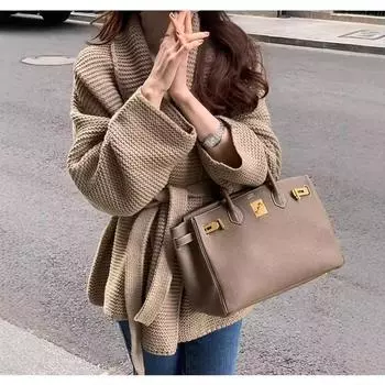 Женский осенне-зимний свитер, пальто, свободный модный длинный вязаный кардиган с v-образным вырезом, толстое пальто с длинными рукавами L