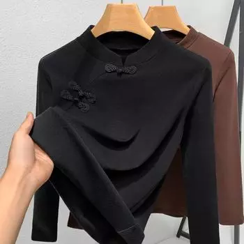 Женский осенне-зимний свитер с длинными рукавами и лацканами, утягивающий талию, на пуговицах Hit Chassis S чёрный