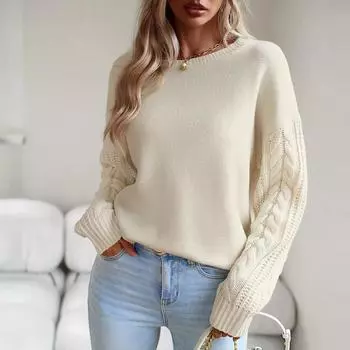 Женский осенне-зимний свитер с круглым вырезом и длинным рукавом, однотонные вязаные топы, свободный свитер S зелёный