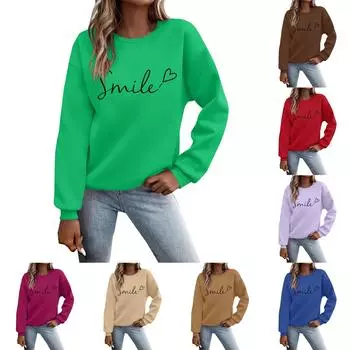 Женский осенне-зимний свитер с круглым вырезом и длинными рукавами, повседневный свитер с мелким принтом L армия зеленый