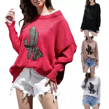 Женский осенне-зимний свитер с круглым вырезом, женские топы, свободный, большого размера, модный вязаный кардиган S красный