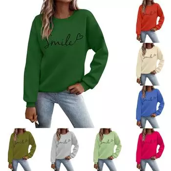 Женский осенне-зимний свитер с круглым вырезом и длинными рукавами, повседневный свитер с мелким принтом XL