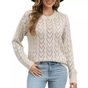 Женский осенне-зимний свитер с круглым вырезом и длинными рукавами S чёрный