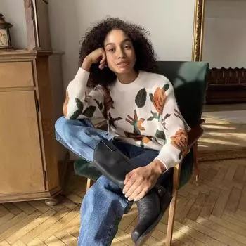 Женский осенне-зимний свободный мягкий трикотажный джемпер с круглым вырезом M слоновая кость