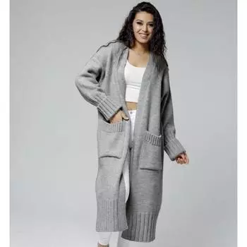 Женский осенне-зимний свободный вязаный повседневный свитер с длинными рукавами S светло-серый