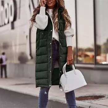 Женский осенне-зимний темпераментный кардиган без рукавов, хлопковый жилет средней длины, жилет, пальто S белый