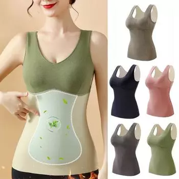 Женский осенне-зимний терможилет, утолщенный плюшевый жилет без рукавов с V-образным вырезом, высокая эластичность, облегающий мягкий пуловер, мягкое эластичное нижнее белье без косточек 2XL