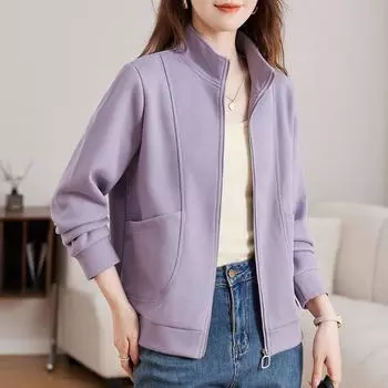 Женский осенне-зимний тонкий свободный топ с воротником-стойкой M