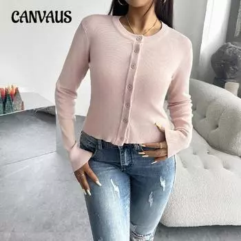 Женский осенне-зимний топ Temperament Slim Cardigan Row of Buttons Long Sleeves Jemper S чёрный
