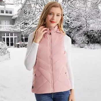 Женский осенне-зимний утепленный жилет с 11 зонами подогрева, 3 уровнями температуры, застежкой-молнией XL чёрный