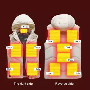 Женский осенне-зимний утепленный жилет с 11 зонами подогрева, 3 уровня температуры, застежка-молния с карманами на молнии, однотонный теплый жилет без рукавов с подкладкой XXL бежевый